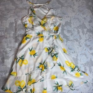 Lemon Pattern Empire Waist Dress